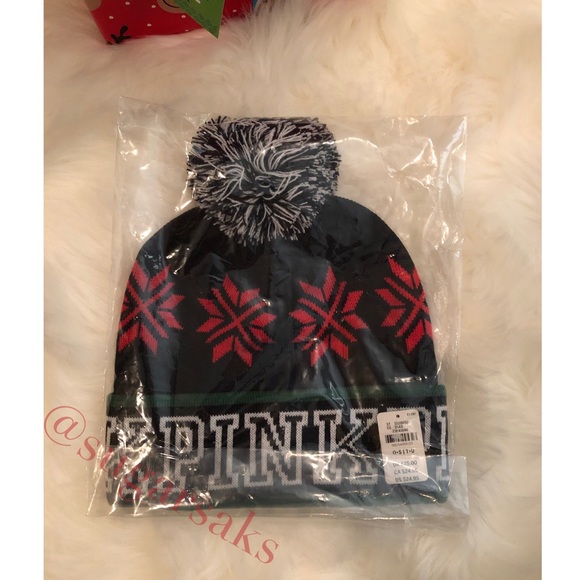 Victoria’s Secret PINK Logo Pom Beanie Hat - Picture 2 of 2